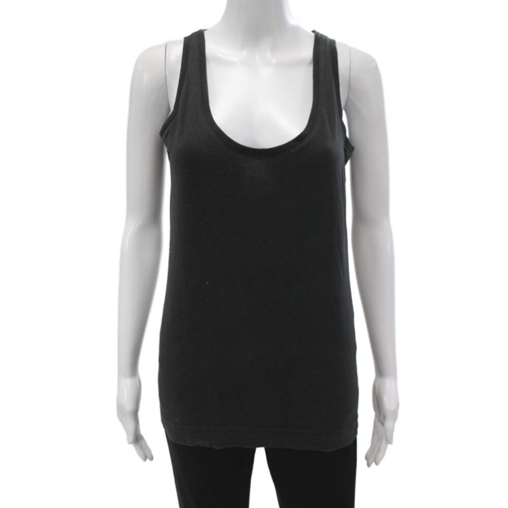 Adam Women Basic Sleeveless Scoop Neck Pima Cotton Tank Black Size 2